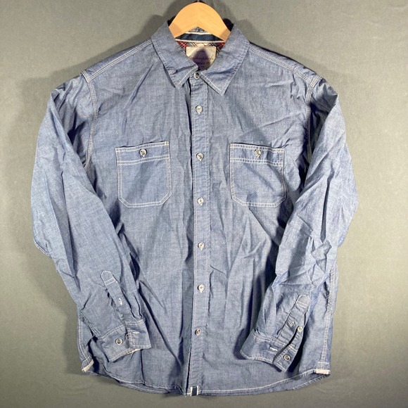 Weatherproof Vintage Mens L Chambray Shirt Long Sleeve Button Up Casual - Picture 1 of 13